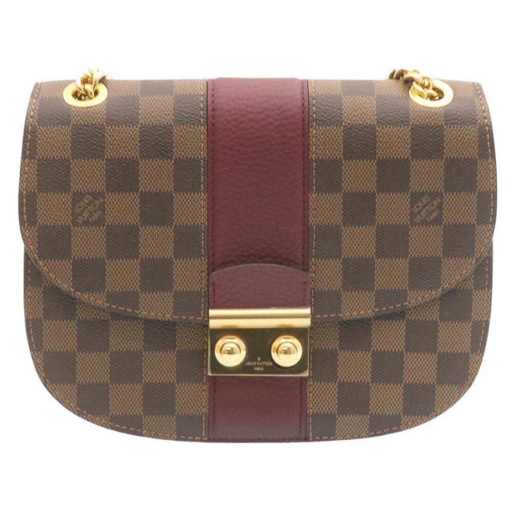 Louis Vuitton Damier Ebene Wight Chain Shoulder Bag Brown